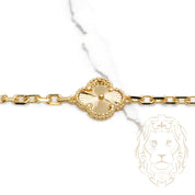 Bracelet - Or 10K jaune trèfles guillochés 12mm - BRG908