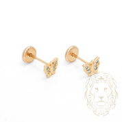 Studs à visser - Or 10K jaune papillon pavé de cz bleues - BOG1220
