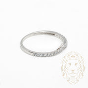 Bague - Or 10K blanc semi-éternité wishbone pavé de cz - RIG1041