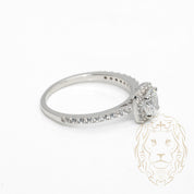 Bague - Or 10K blanc halo carré pierre cz coupe ronde & pavé de cz - RIG1042