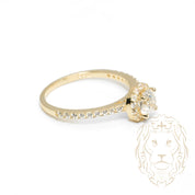 Bague - Or 10K jaune halo pierre cz coupe ronde & pavé de cz - RIG1044