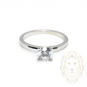 Bague - Or 10K blanc solitaire pierre cz coupe ronde - RIG1045