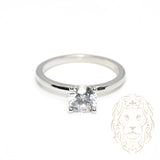 Bague - Or 10K blanc solitaire pierre cz coupe ronde - RIG1045