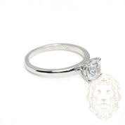 Bague - Or 10K blanc solitaire pierre cz coupe ronde - RIG1045