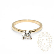 Bague - Or 10K jaune solitaire pierre cz coupe ronde - RIG1046