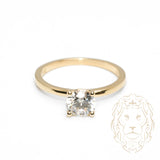 Bague - Or 10K jaune solitaire pierre cz coupe ronde - RIG1046