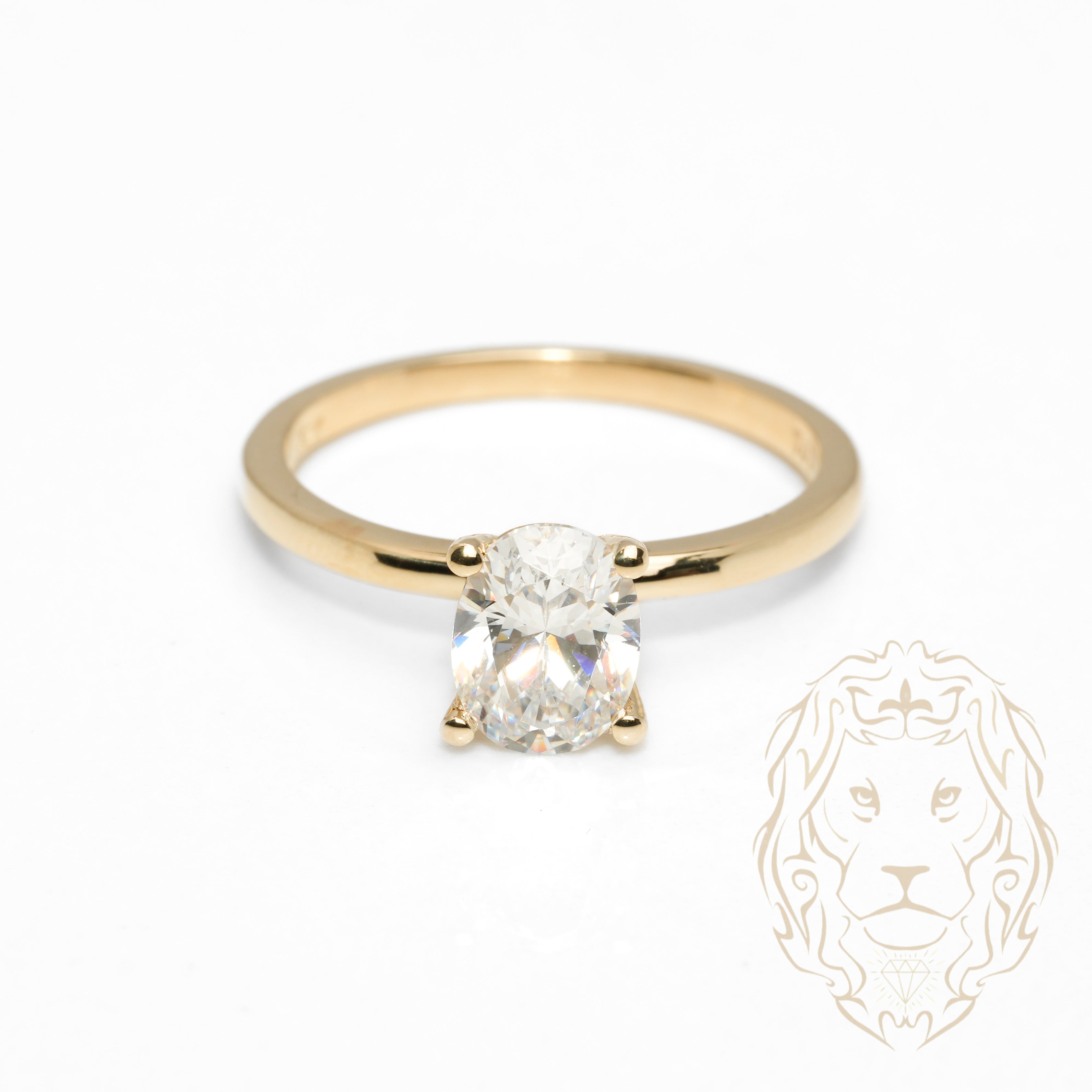 Bague - Or 10K jaune solitaire pierre cz coupe ovale - RIG1047