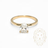 Bague - Or 10K jaune solitaire pierre cz coupe ovale - RIG1047