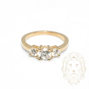 Bague - Or 10K jaune trois pierres cz coupe ronde - RIG1049