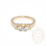 Bague - Or 10K jaune trois pierres cz coupe ronde - RIG1049