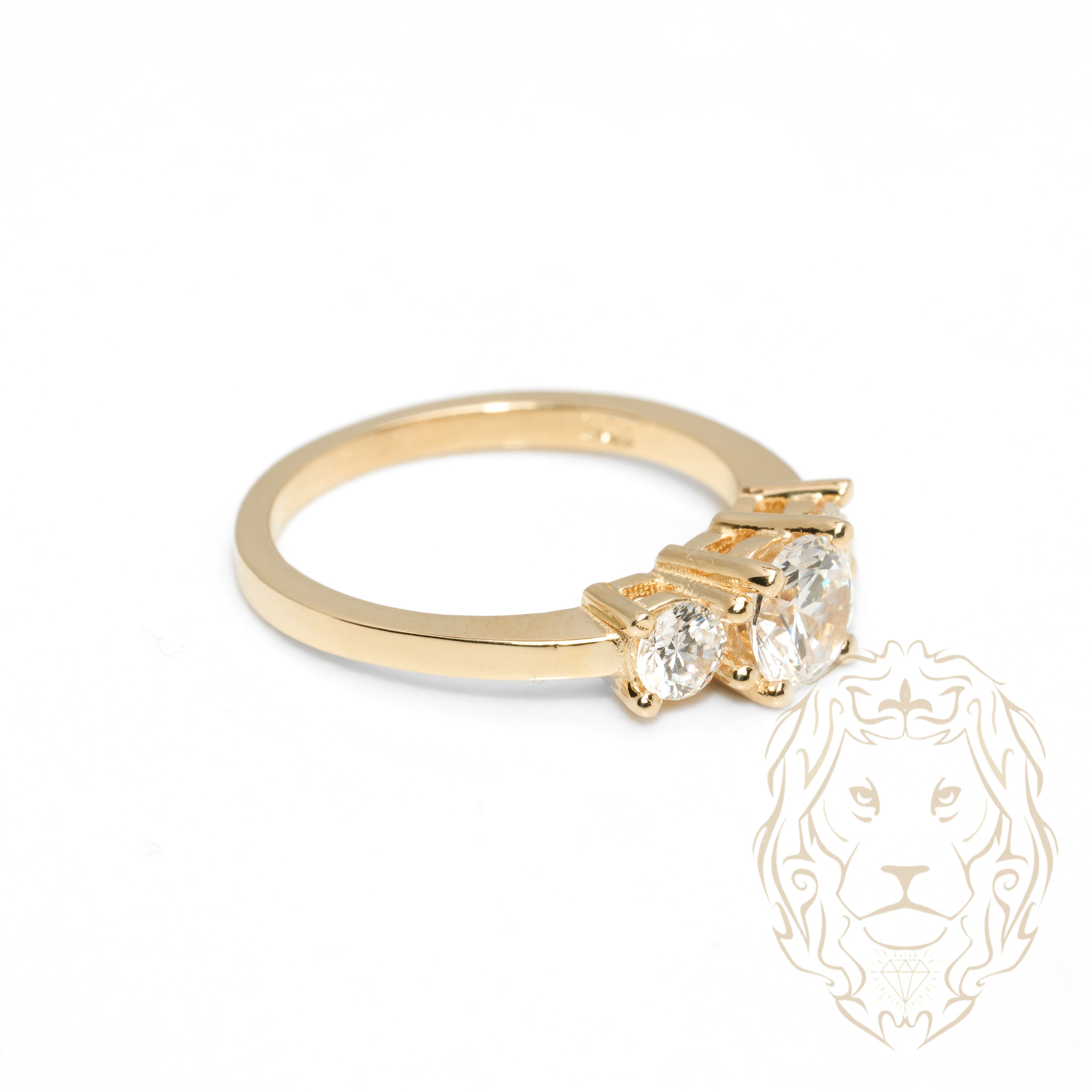 Bague - Or 10K jaune trois pierres cz coupe ronde - RIG1049