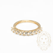 Bague - Or 10K jaune semi-éternité pierres cz coupe ronde 3mm - RIG1053
