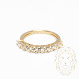 Bague - Or 10K jaune semi-éternité pierres cz coupe ronde 3mm - RIG1053