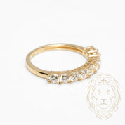 Bague - Or 10K jaune semi-éternité pierres cz coupe ronde 3mm - RIG1053
