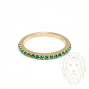 Bague - Or 10K jaune semi-éternité pierres cz vertes coupe ronde 1.9mm - RIG1055