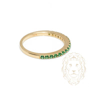 Bague - Or 10K jaune semi-éternité pierres cz vertes coupe ronde 1.9mm - RIG1055