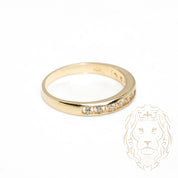 Bague - Or 10K jaune semi-éternité pierres cz en canal coupe rondee 3.3mm - RIG1056
