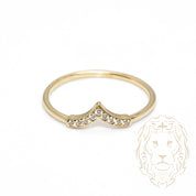 Bague - Or 10K jaune wishbone pavé de cz - RIG1057