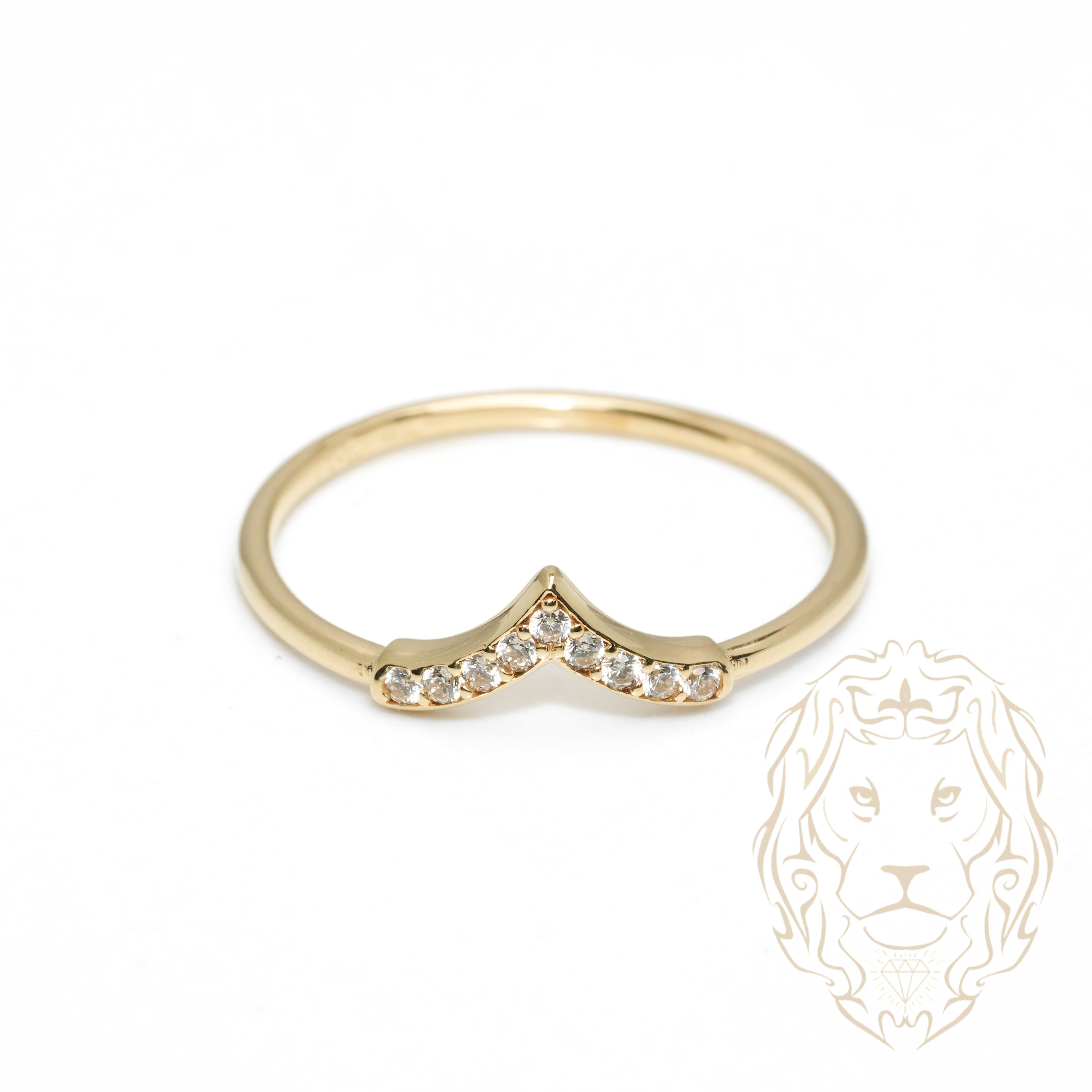 Bague - Or 10K jaune wishbone pavé de cz - RIG1057