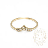 Bague - Or 10K jaune wishbone pavé de cz - RIG1057