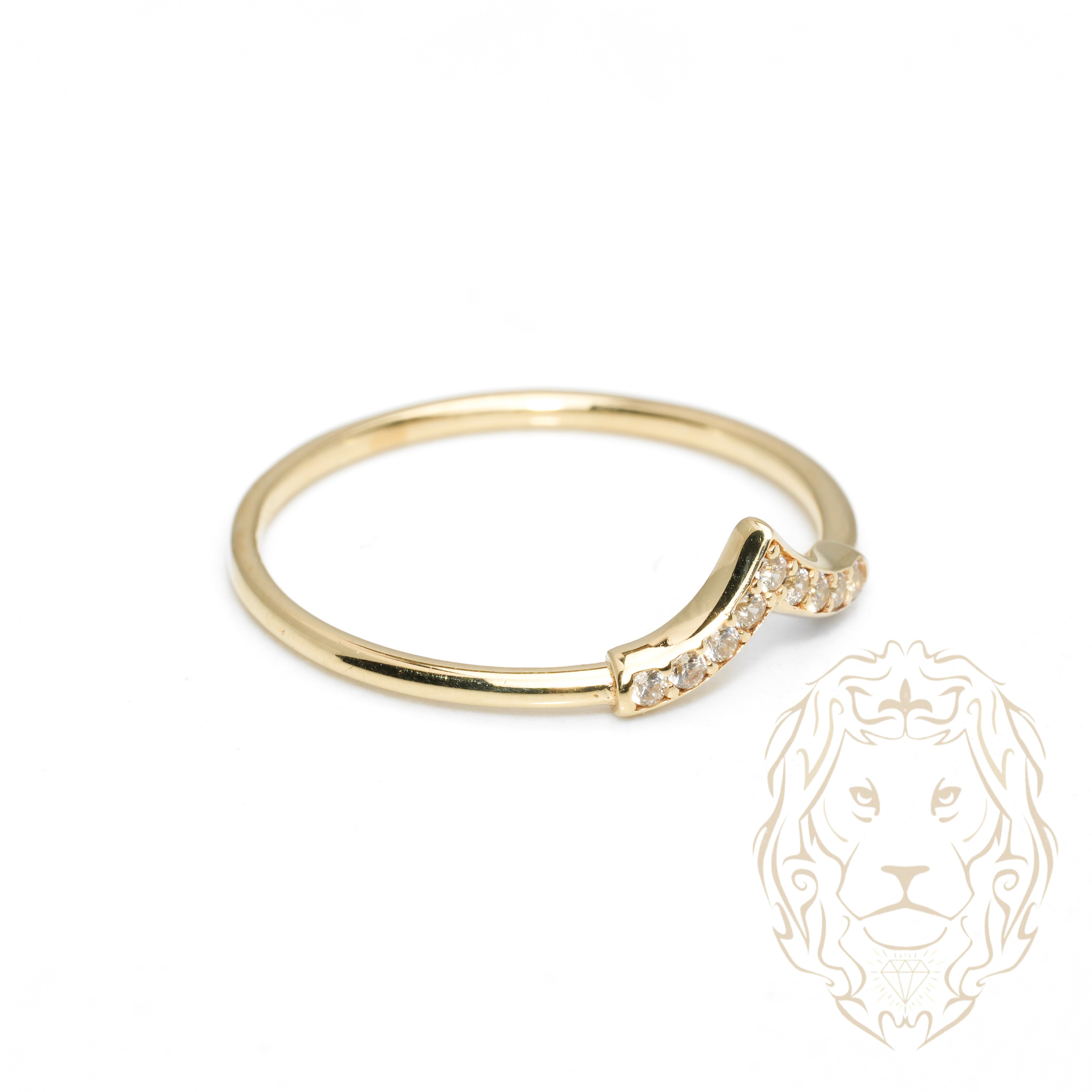 Bague - Or 10K jaune wishbone pavé de cz - RIG1057