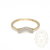 Bague - Or 10K deux tons jaune & blanc wishbone pavé de cz - RIG1058
