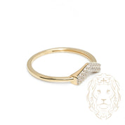 Bague - Or 10K deux tons jaune & blanc wishbone pavé de cz - RIG1058