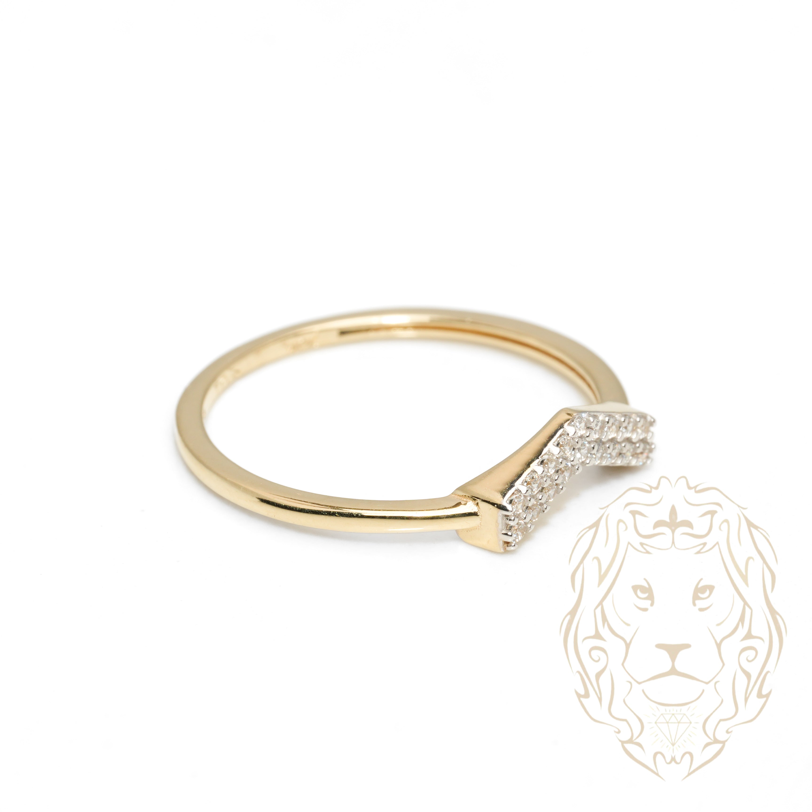 Bague - Or 10K deux tons jaune & blanc wishbone pavé de cz - RIG1058