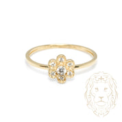 Bague - Or 10K jaune fleur en pierres cz - RIG1059