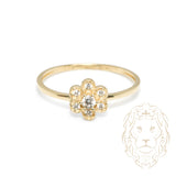Bague - Or 10K jaune fleur en pierres cz - RIG1059