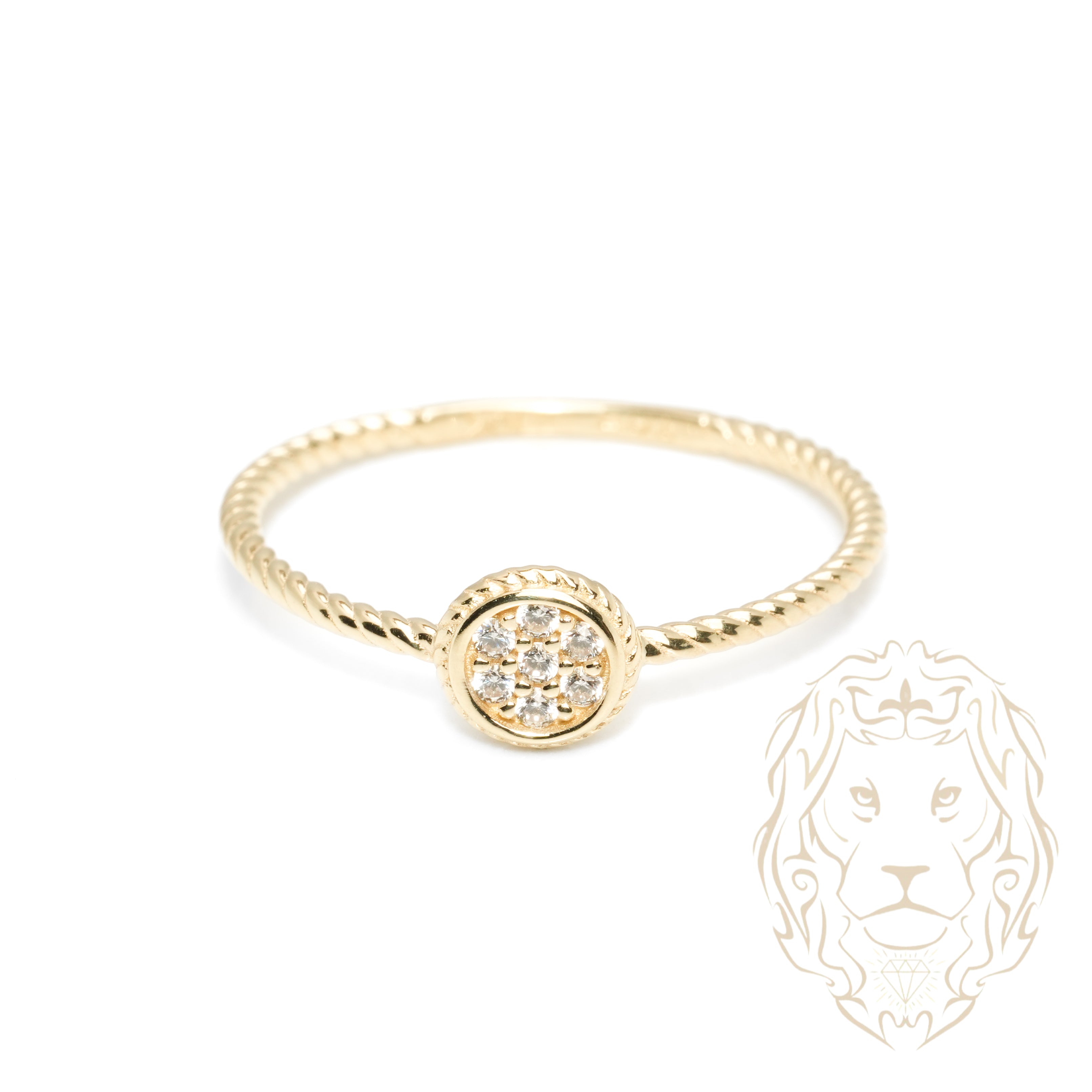 Bague - Or 10K jaune cercle serti de cz & monture twist - RIG1060