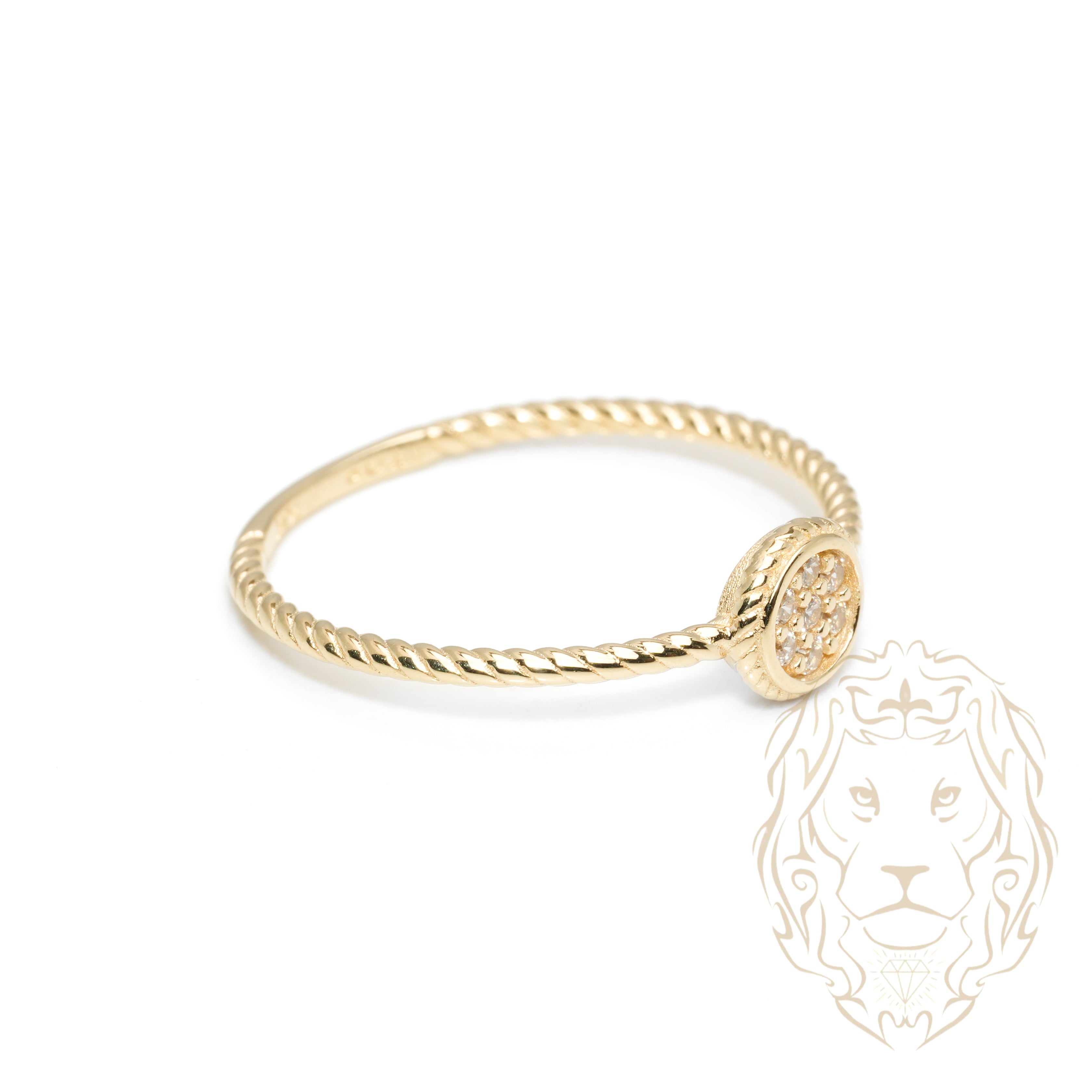 Bague - Or 10K jaune cercle serti de cz & monture twist - RIG1060