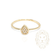 Bague - Or 10K jaune poire serti de cz & monture twist - RIG1061