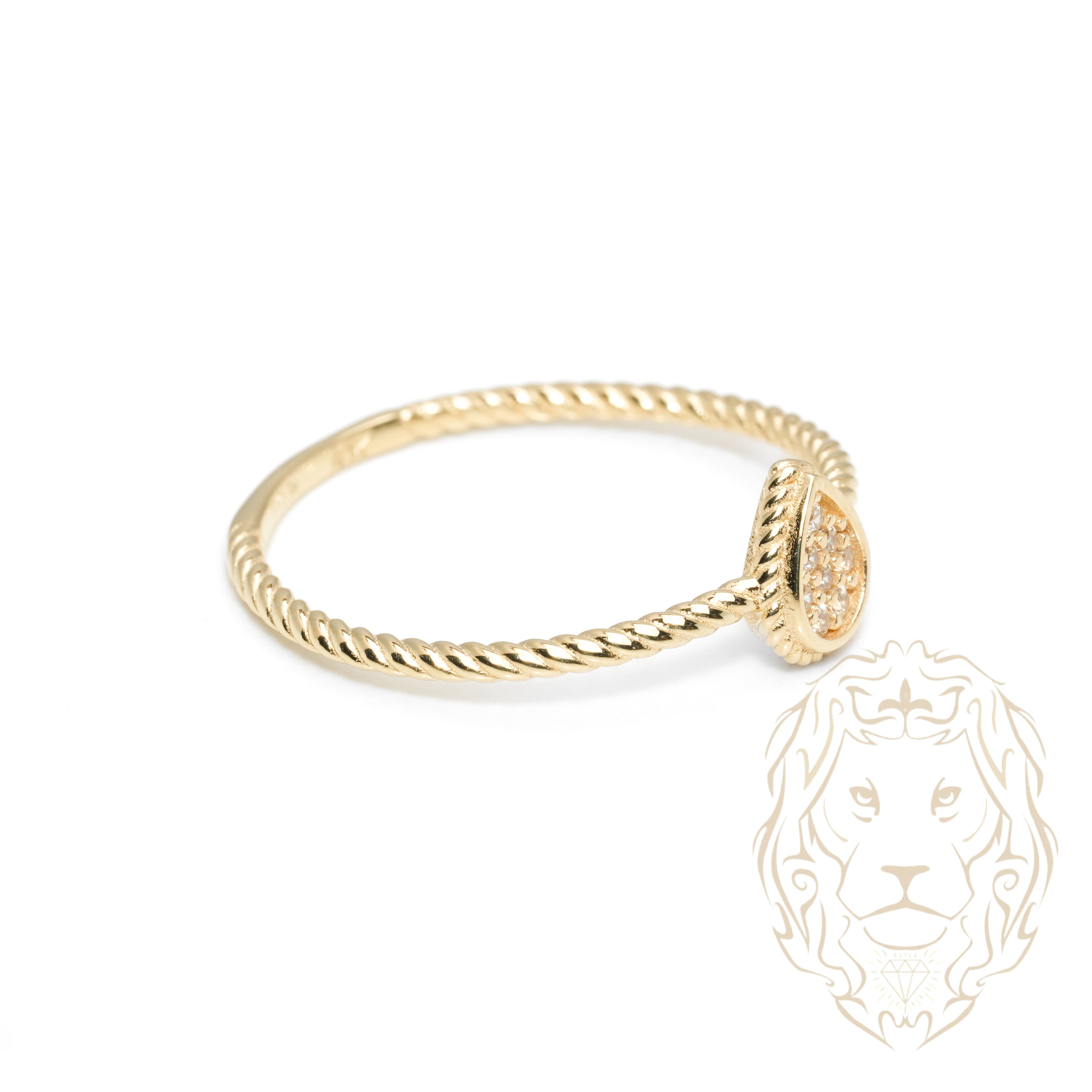 Bague - Or 10K jaune poire serti de cz & monture twist - RIG1061