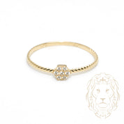 Bague - Or 10K jaune hexagone serti de cz & monture twist - RIG1063