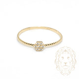 Bague - Or 10K jaune hexagone serti de cz & monture twist - RIG1063