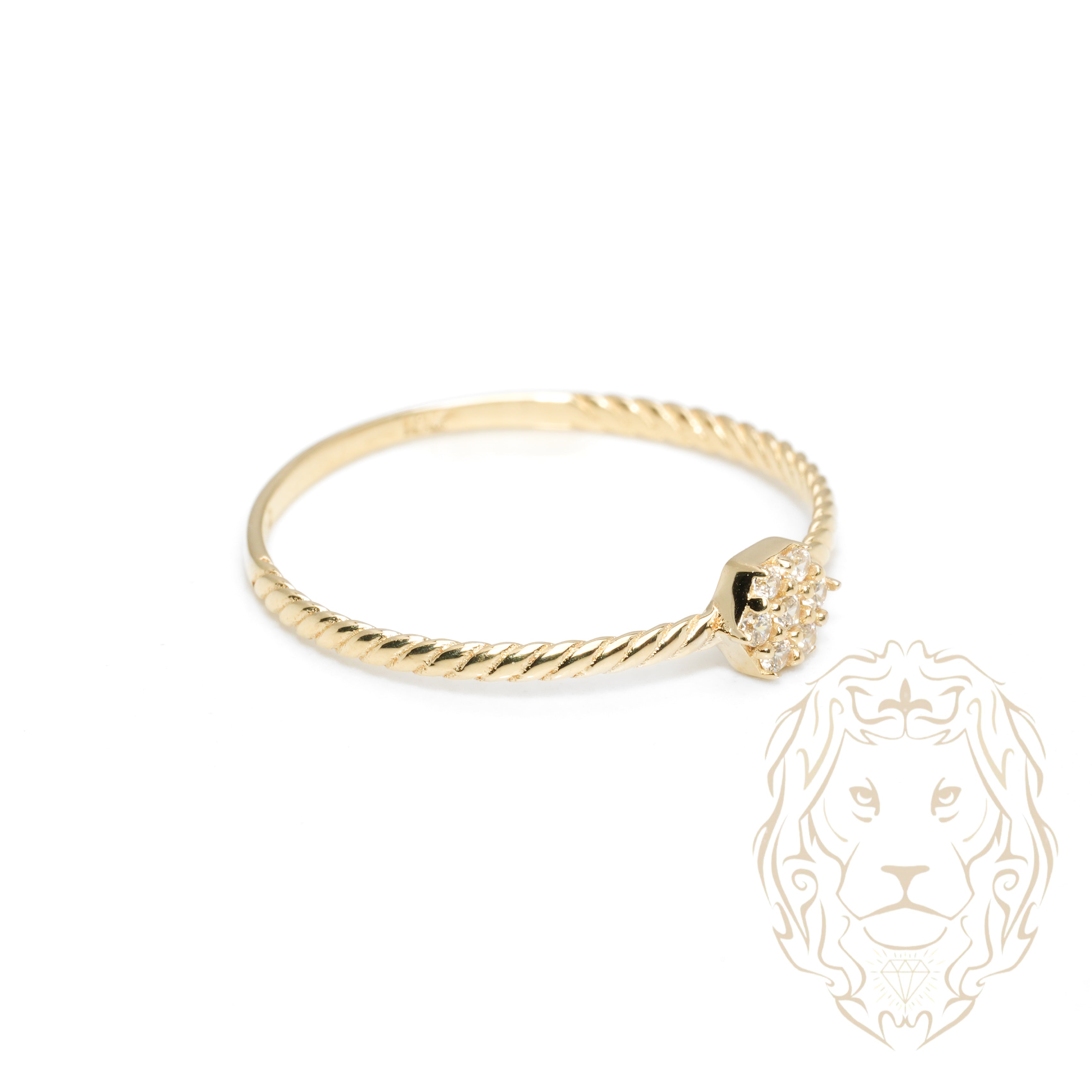 Bague - Or 10K jaune hexagone serti de cz & monture twist - RIG1063