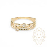 Bague - Or 10K jaune faux-stack perlée & pierres cz - RIG1064