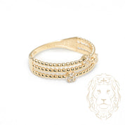 Bague - Or 10K jaune faux-stack perlée & pierres cz - RIG1064