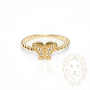 Bague - Or 10K jaune papillon pavé de cz - RIG1065