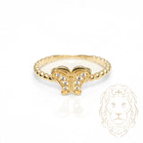 Bague - Or 10K jaune papillon pavé de cz - RIG1065