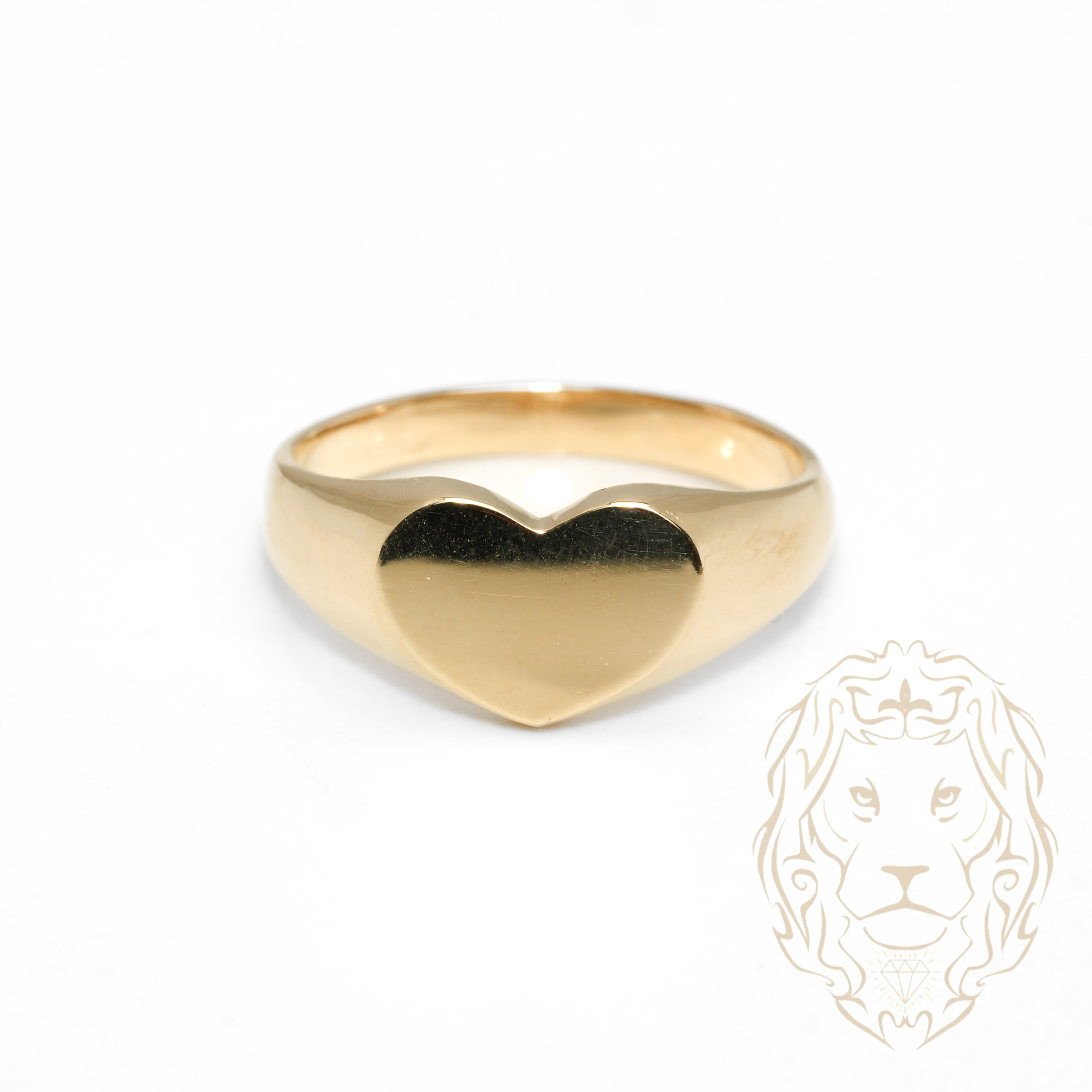 Bague - Or 10K jaune signet en forme de coeur - RIG1072