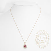 Collier - Or 10K jaune pendentif halo rubis ovale & diamants naturels 0.20TCW - CHGD084
