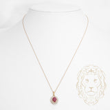 Collier - Or 10K jaune pendentif halo rubis ovale & diamants naturels 0.20TCW - CHGD084