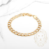 Bracelet - Or 10K deux tons jaune & blanc curb coupe diamant 7.6mm - BRG878