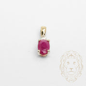 Pendentif - Or 10K jaune rubis ovale & diamant naturel 0.03CT - PEGD181