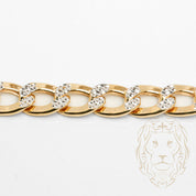 Bracelet - Or 10K deux tons jaune & blanc curb coupe diamant 7.6mm - BRG878