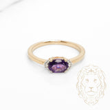 Ring - 10K Yellow Gold East-West Oval Amethyst & 0.08TCW Natural Diamonds - RIGD583
