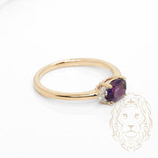 Ring - 10K Yellow Gold East-West Oval Amethyst & 0.08TCW Natural Diamonds - RIGD583