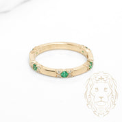 Bague - Or 10K jaune émeraudes & diamants naturels 0.08TCW - RIGD584